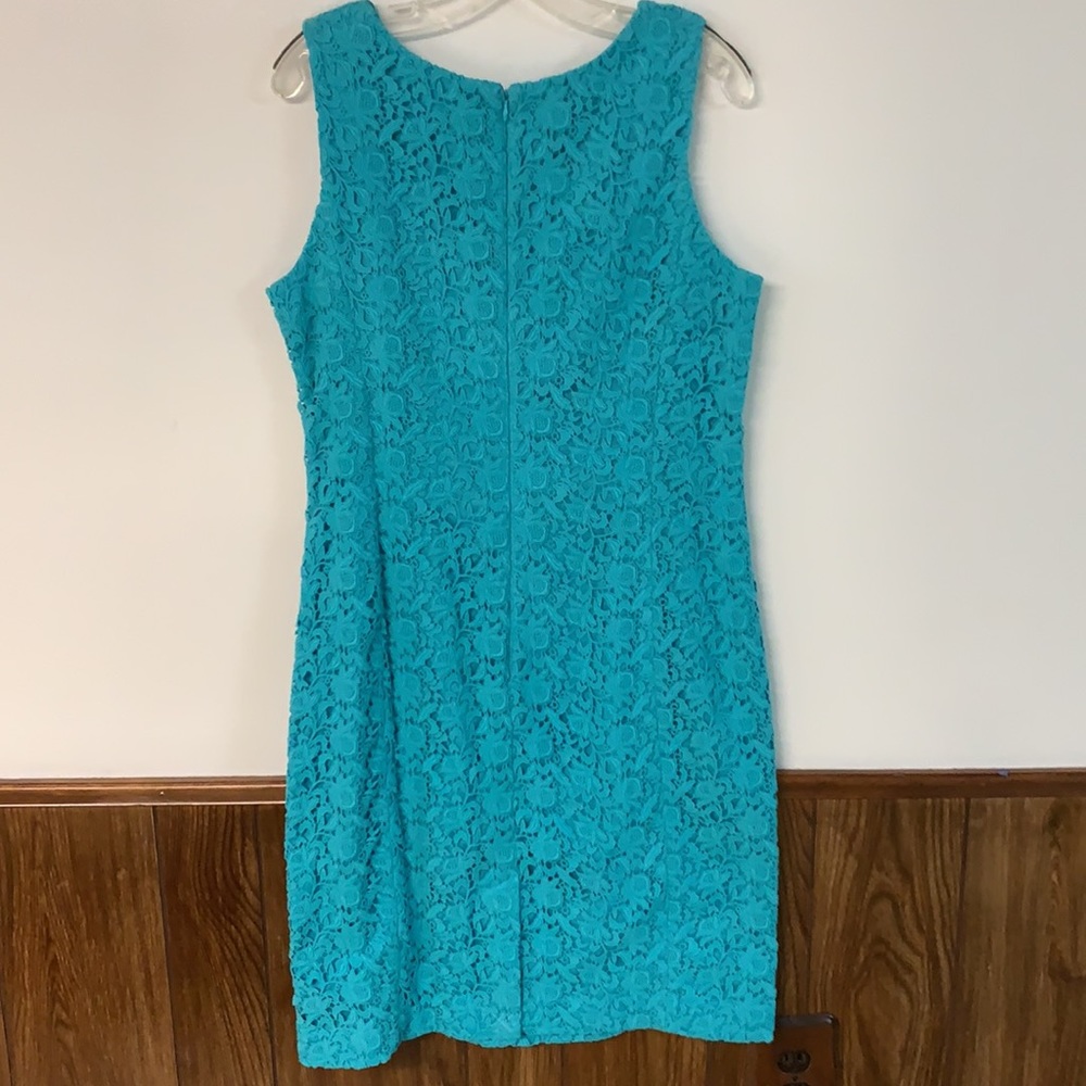 Talbots eyelet sleeveless dress. Aqua blue - Picture 6 of 10